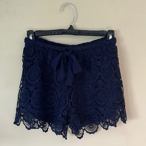 Juniors Small Lace Navy Blue Shorts